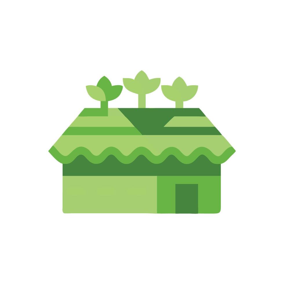 Unique Green Roof Icon for Home vector