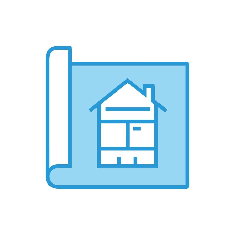 Creative House Blueprint Icon vector