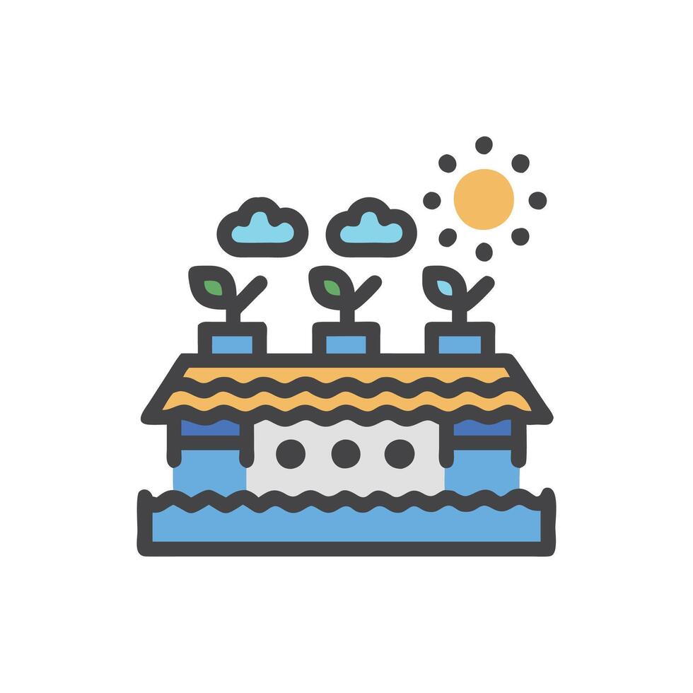 Stylish Rooftop Garden Icon vector