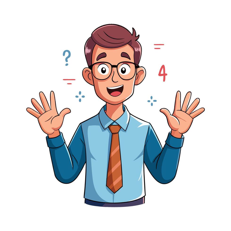 Educator Counting with Fingers During Lesson vector