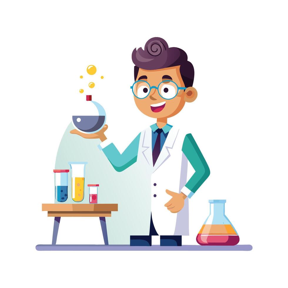 Teacher Demonstrating Science Experiment vector
