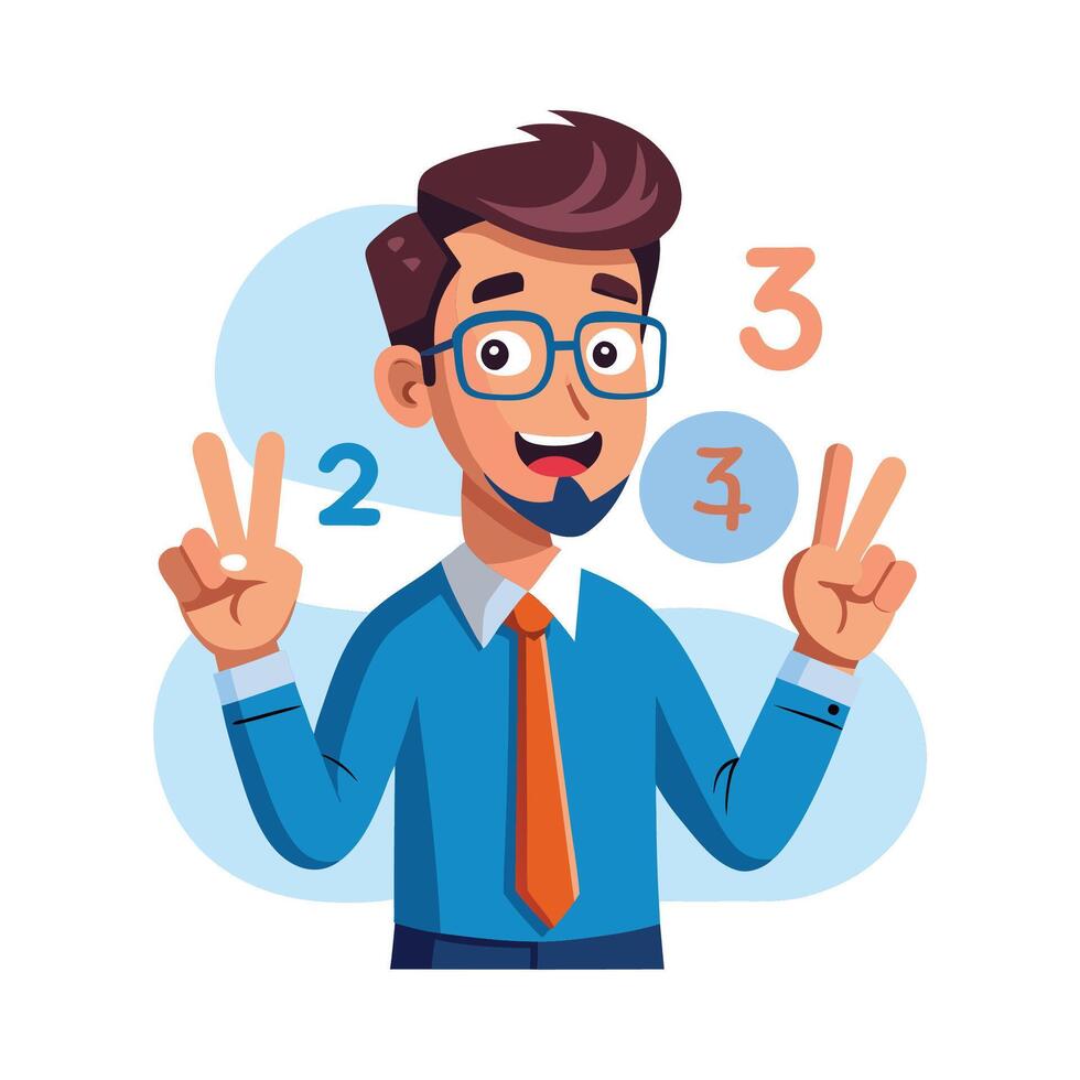Instructor Using Fingers to Count and Explain vector