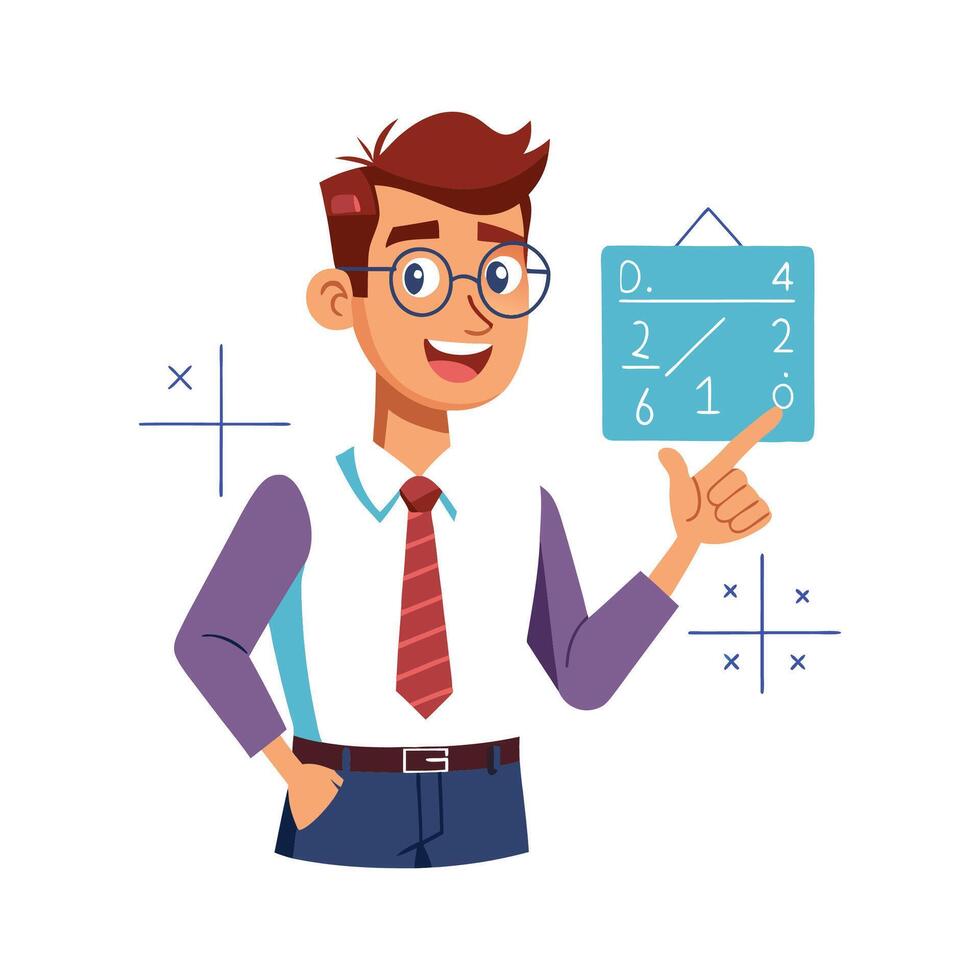 Teacher Explaining Math Formula Using Hand vector