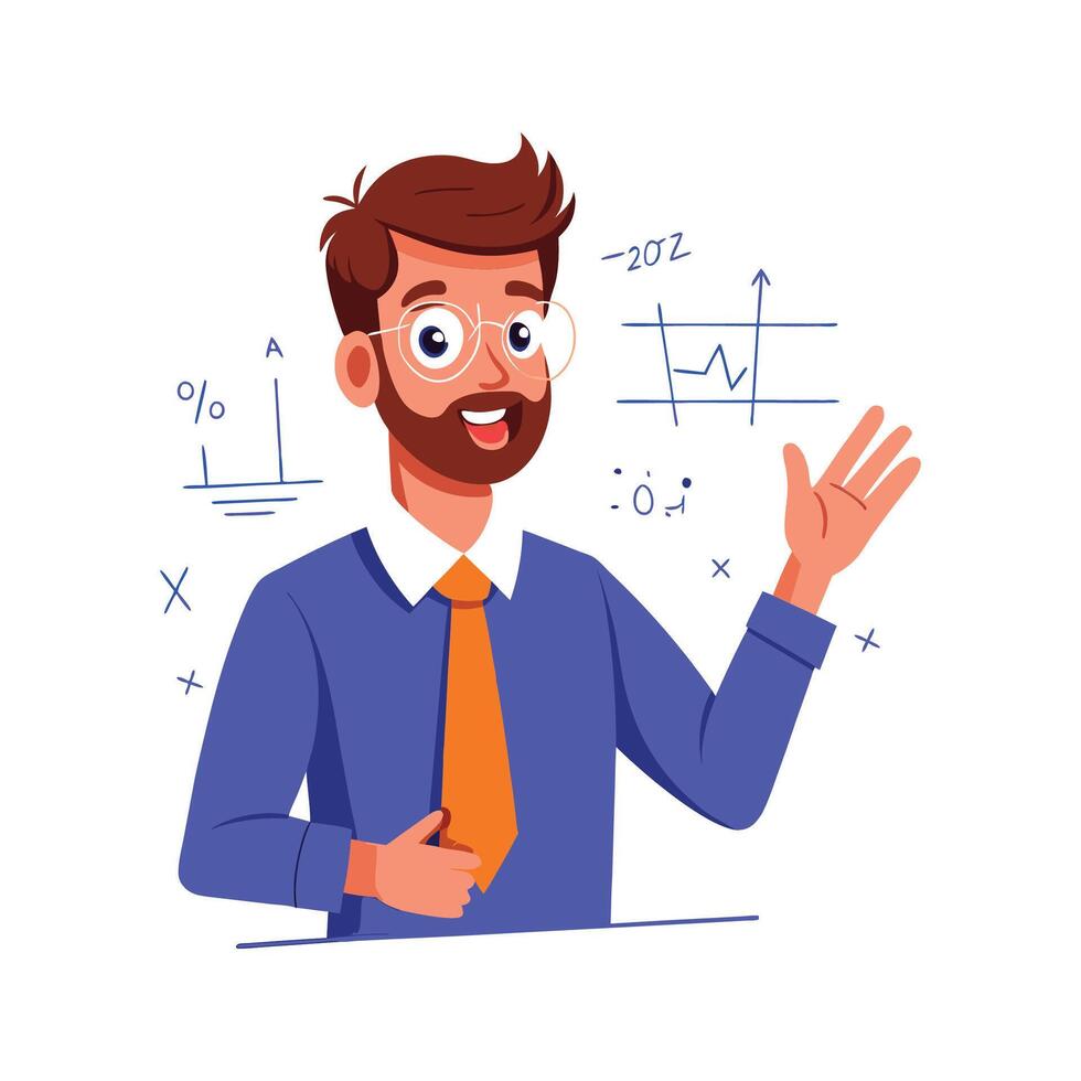 Male Teacher Explaining Math Formula with Hand vector