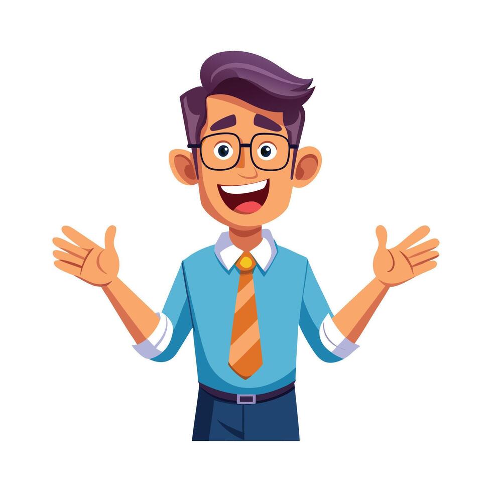 Teacher Expressing Idea Using Hand Gestures vector