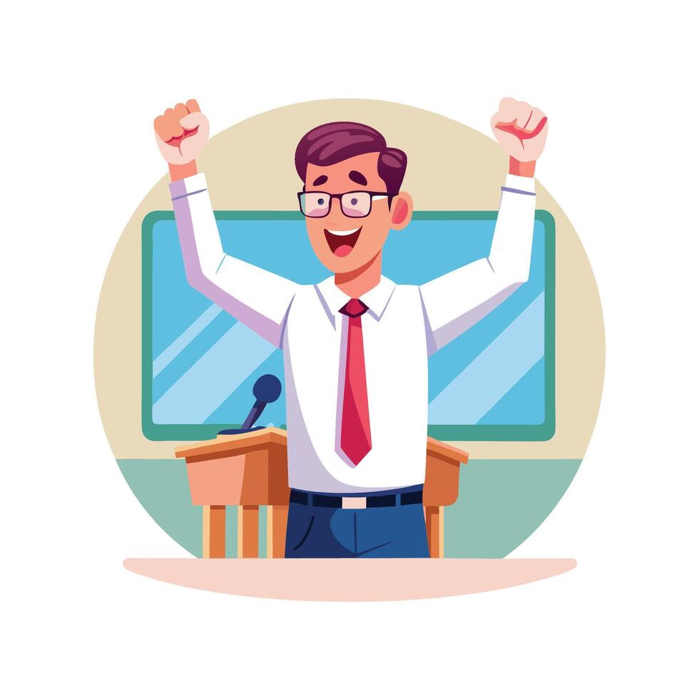 Teacher Delivering Motivational Speech vector