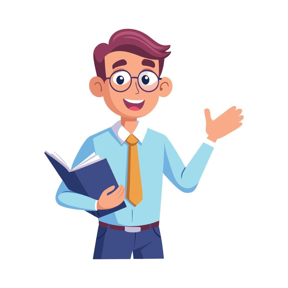 Teacher Giving Instructions with Book in Hand vector