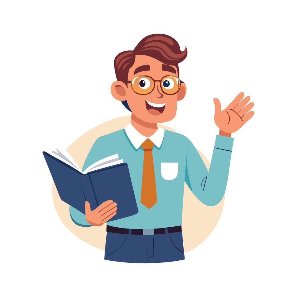 Educator Providing Instructions Holding Book vector