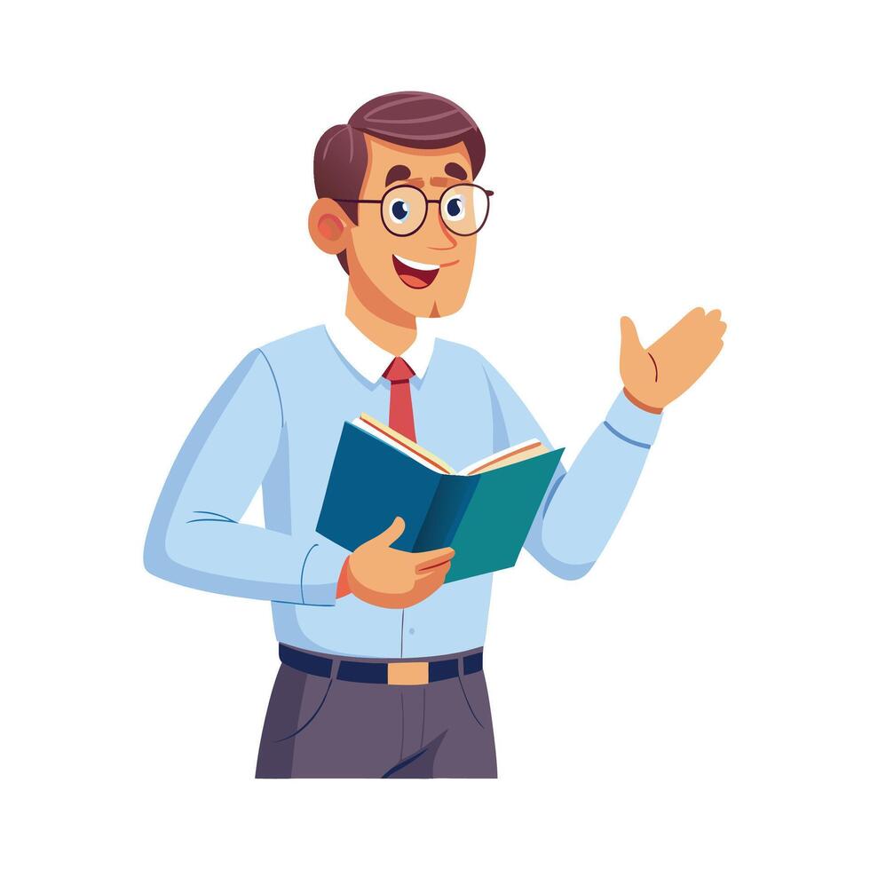Instructor Giving Instructions with Open Book vector