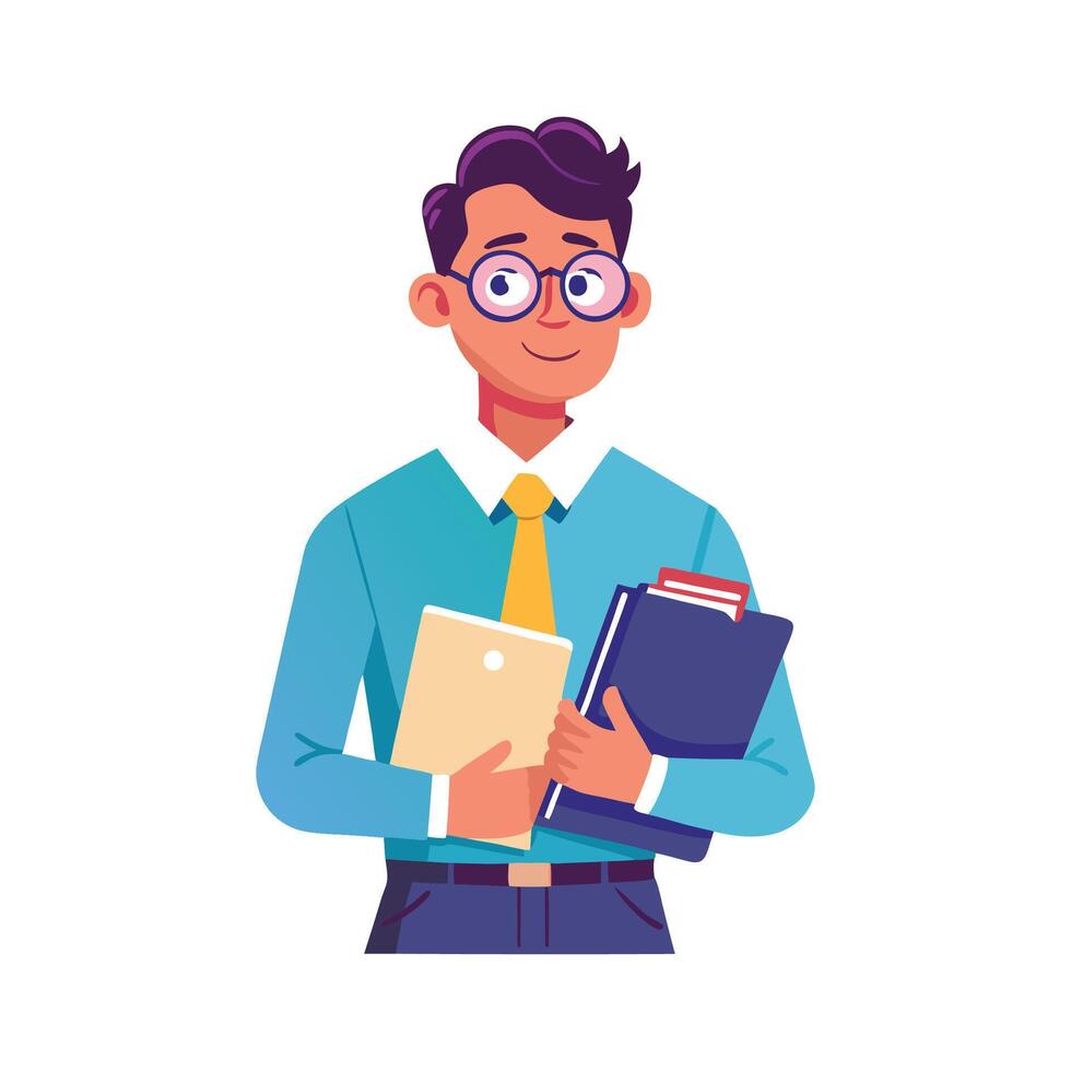 Teacher Organizing Students with Binder vector