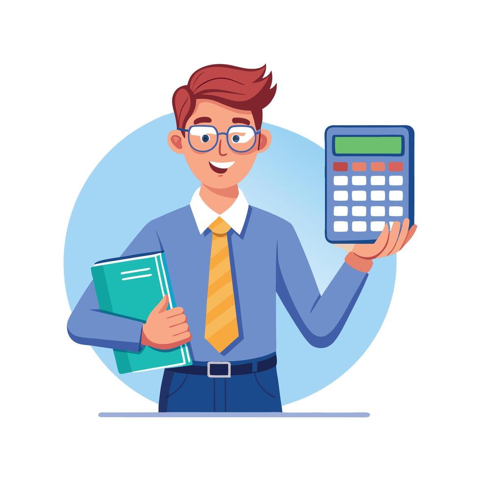 Instructor Explaining with Calculator in Class vector