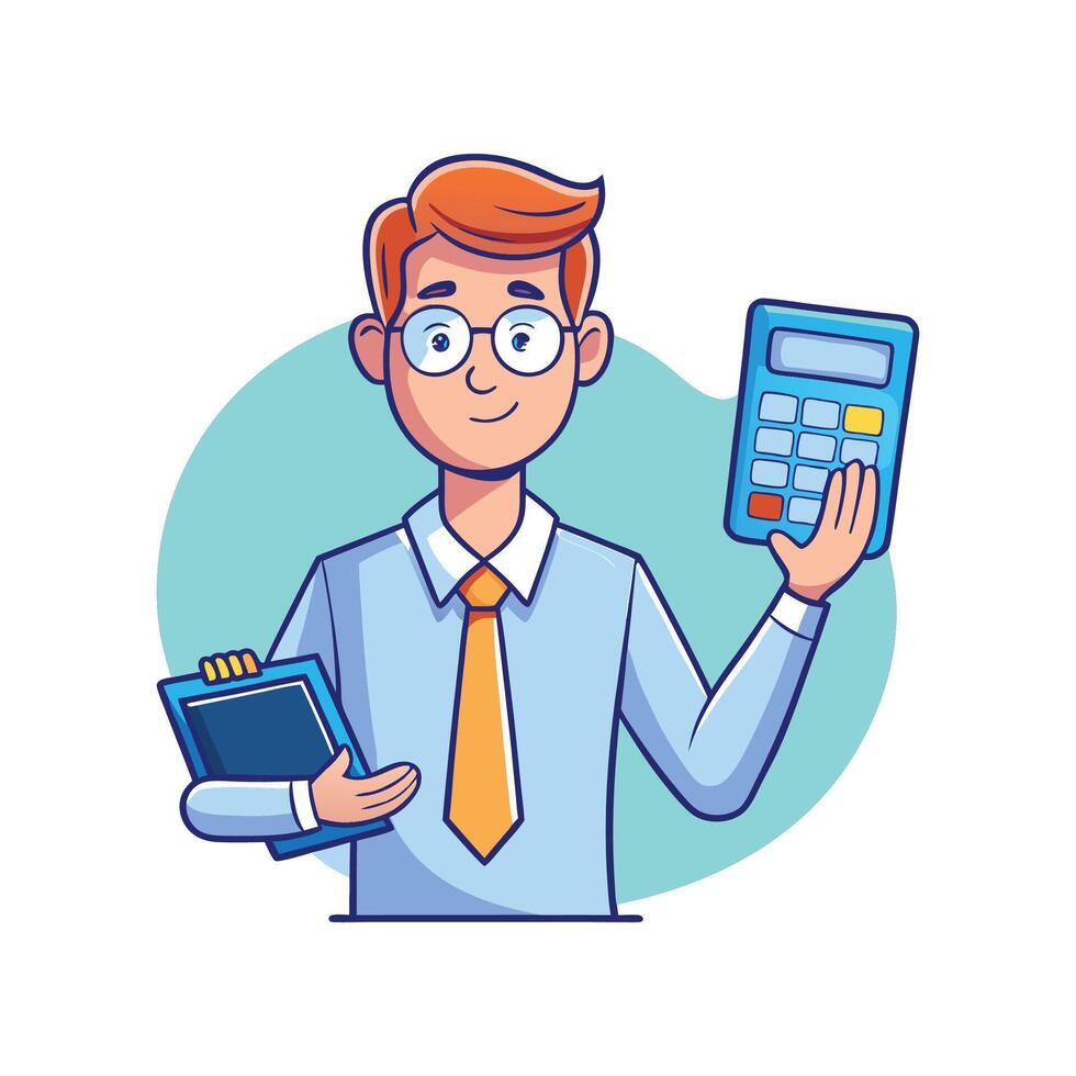 Educator Explaining with Calculator in Hand vector