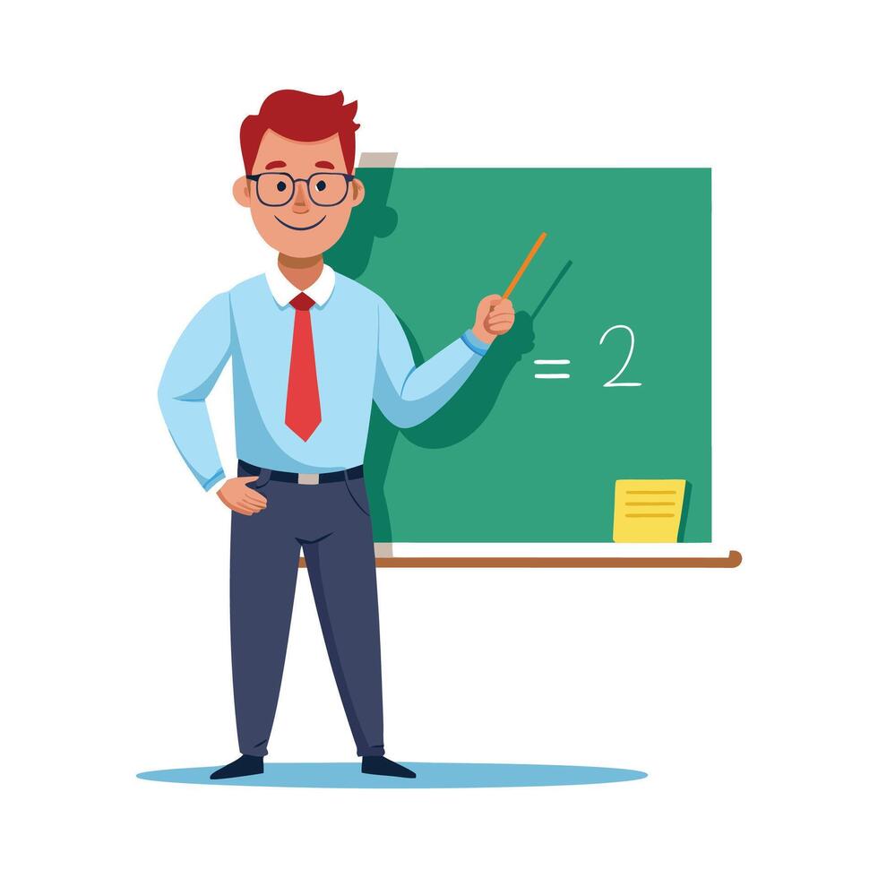 Teacher Holding Chalk While Explaining Form vector