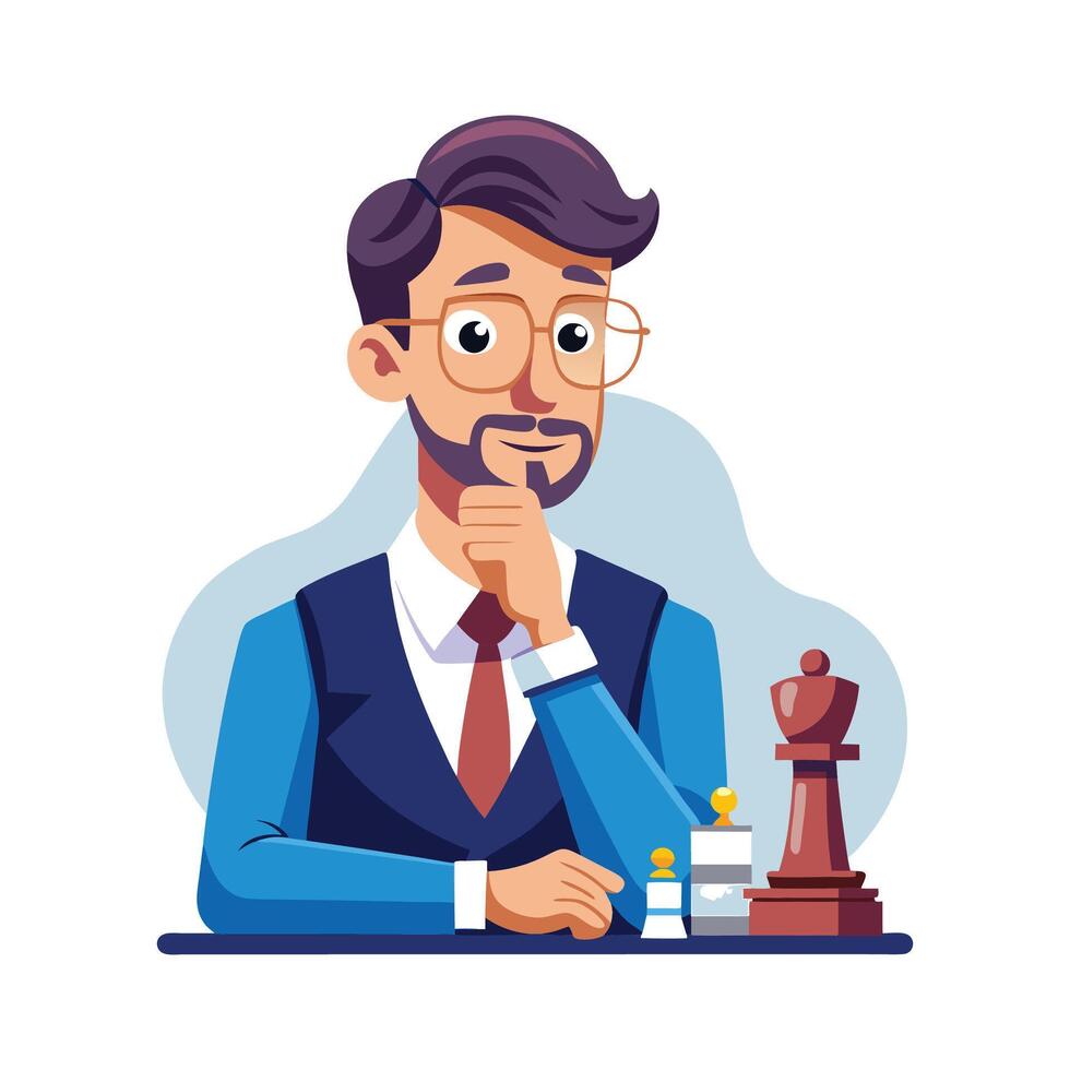 Teacher Holding Chess Piece While Teaching vector