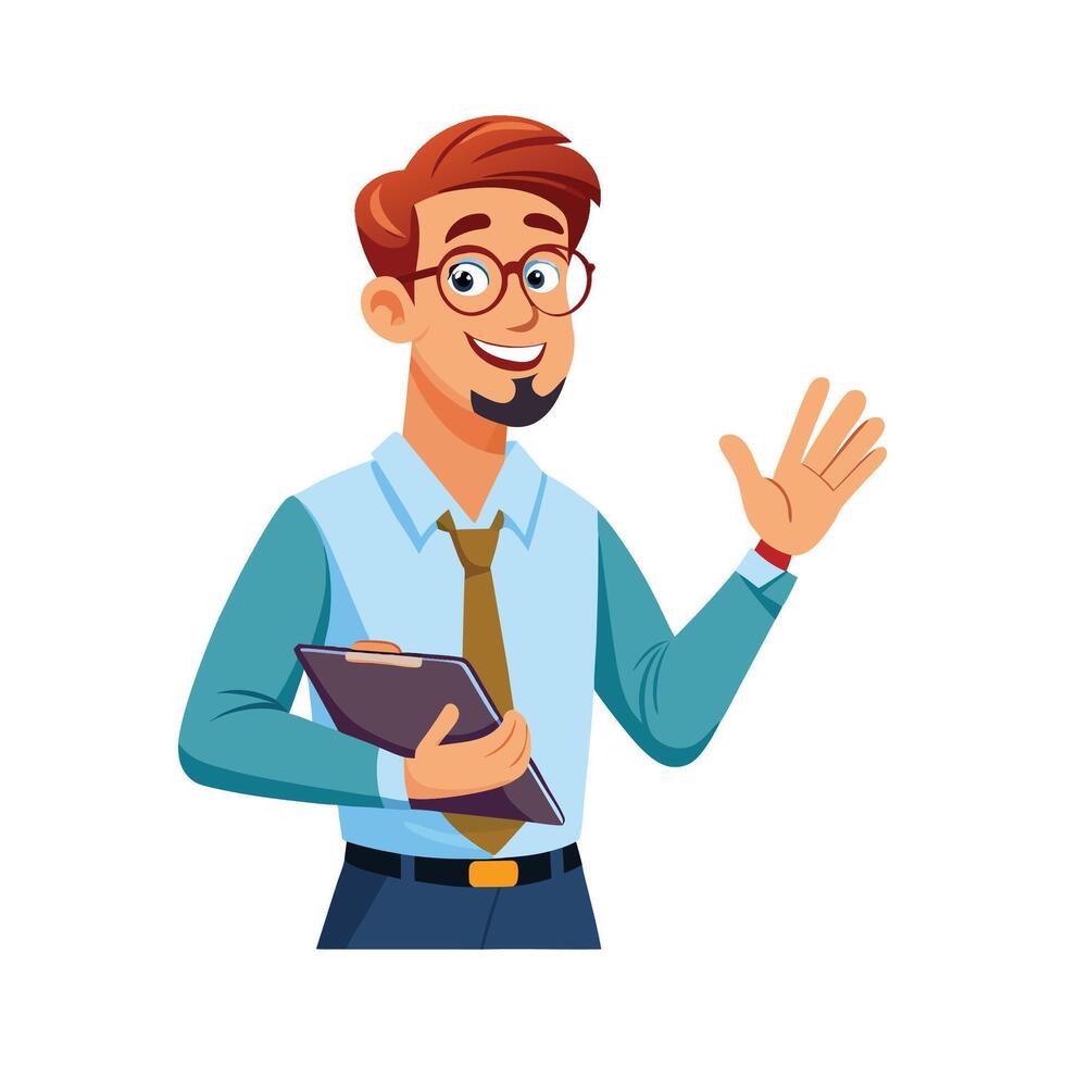 Instructor Speaking with Clipboard in Hand vector