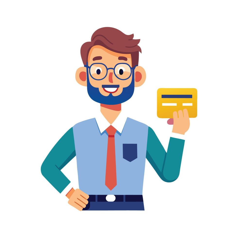 Teacher Holding Credit Card While Teaching Finance vector