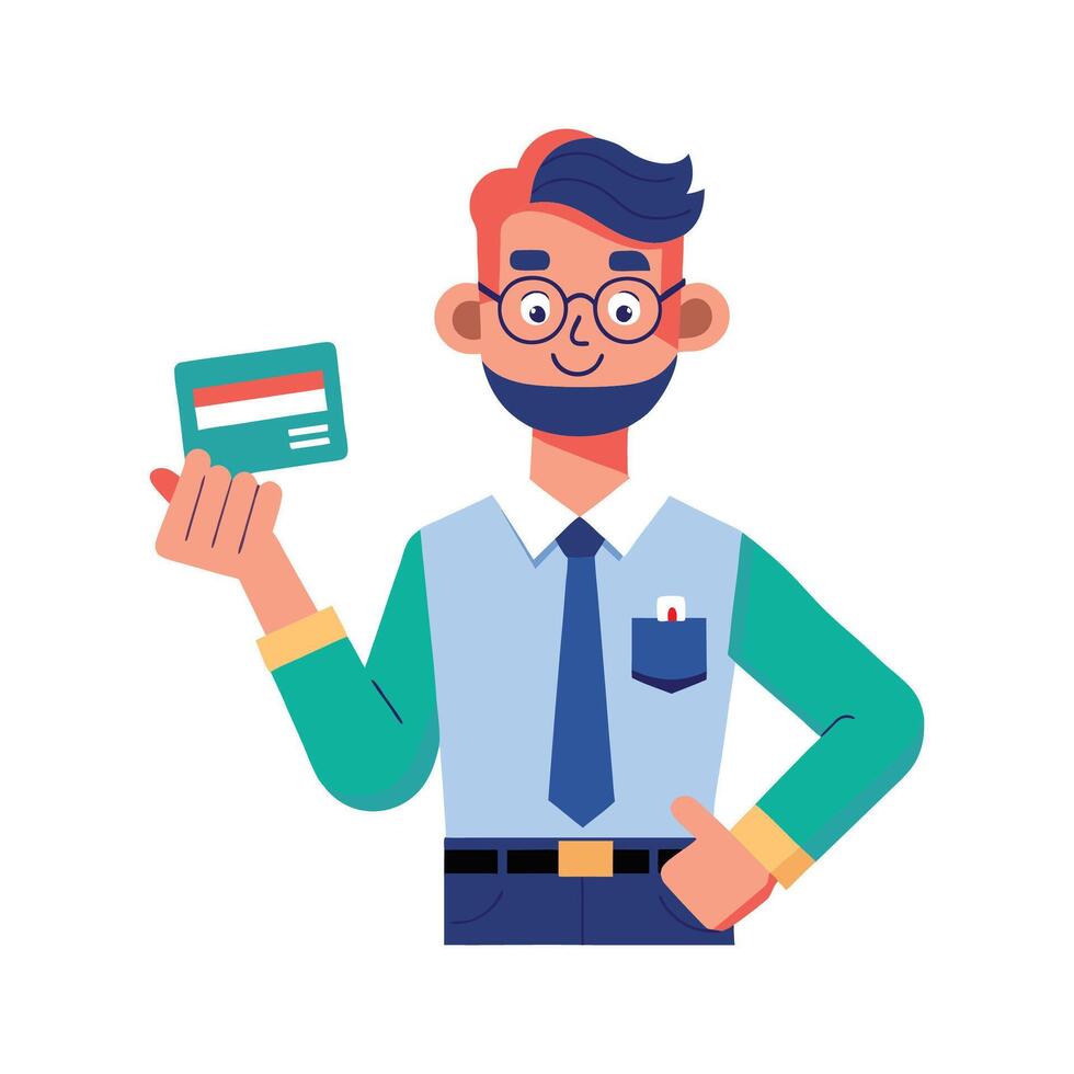 Instructor Using Credit Card to Teach Finance vector
