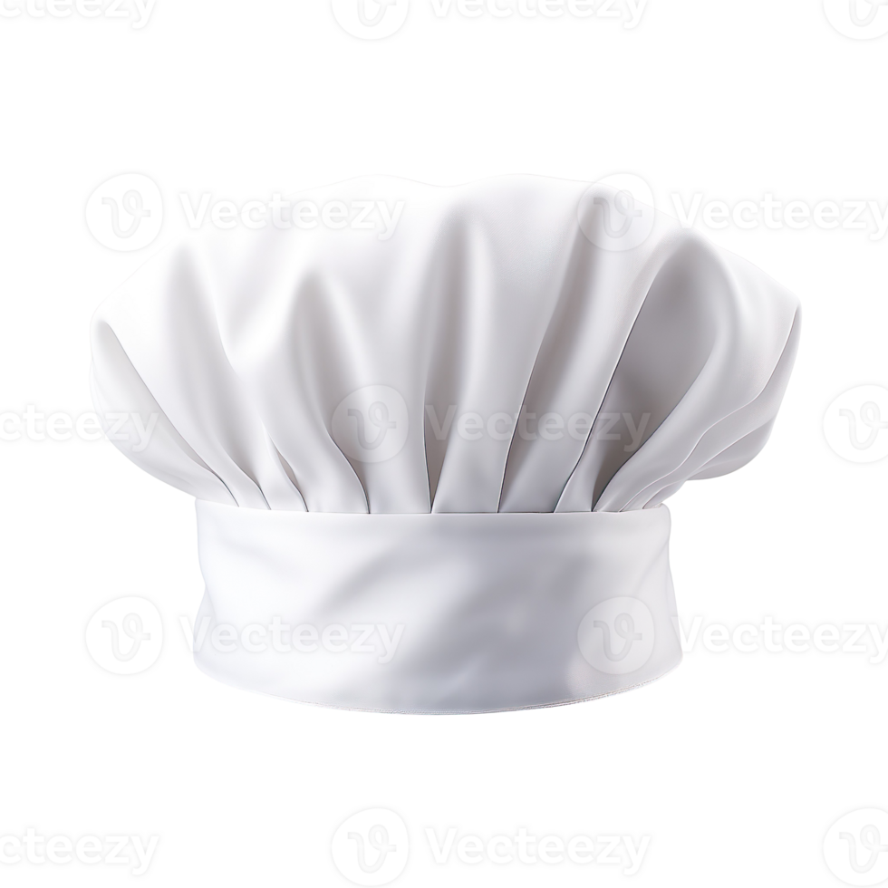 A perfect white chef hat isolated on transparent background png