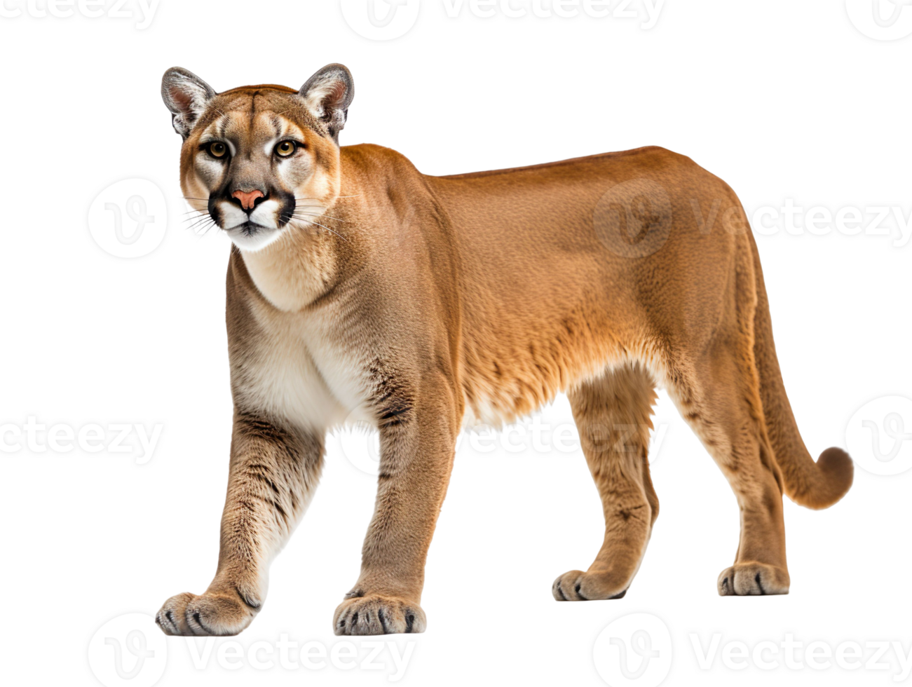 A cougar isolated on transparent background png