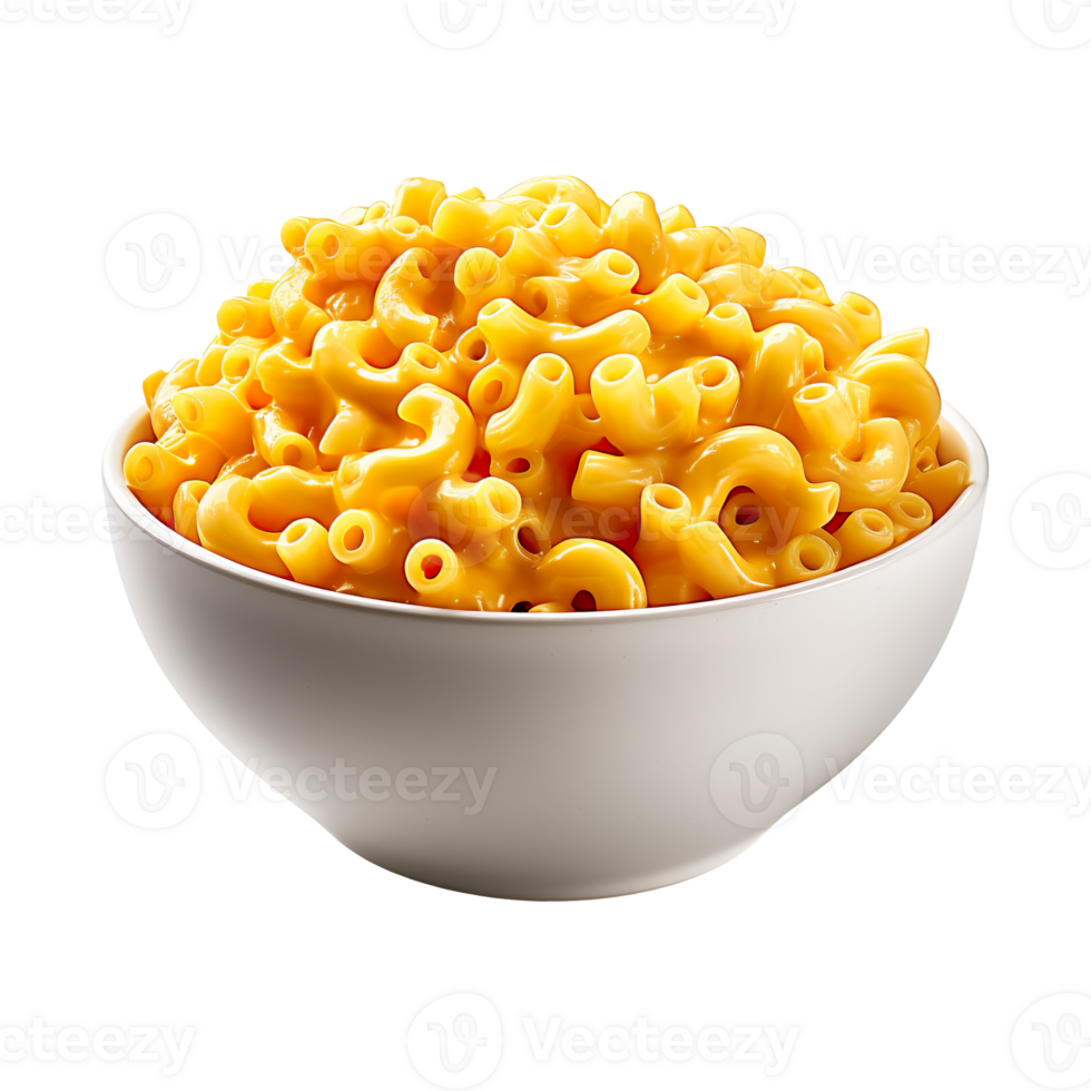 A delicious bowl of mac and cheese isolated on transparent background png