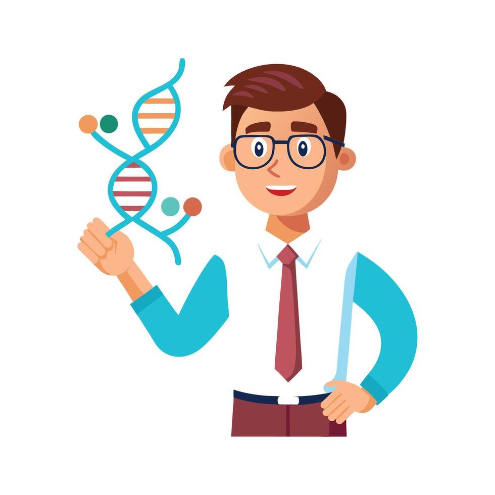 Instructor Presenting DNA Model in Science Class vector
