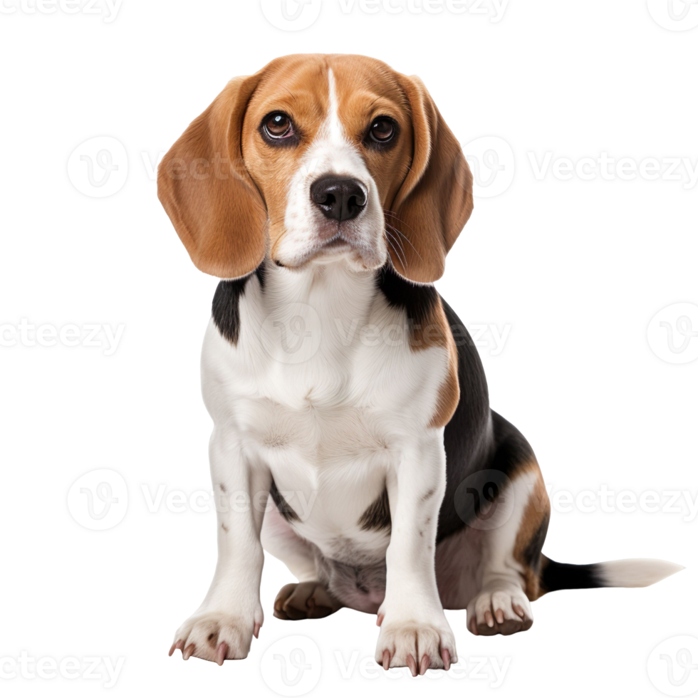 A cute sitting beagle dog isolated on transparent background png