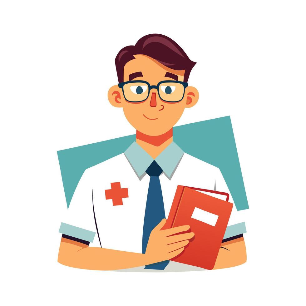 Professional Educator Highlighting First Aid Manual vector