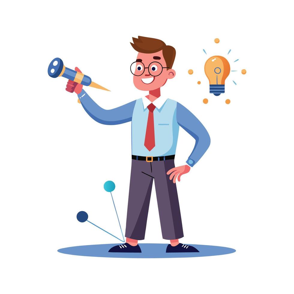 Teacher Demonstrating Flashlight for Classroom Activities vector