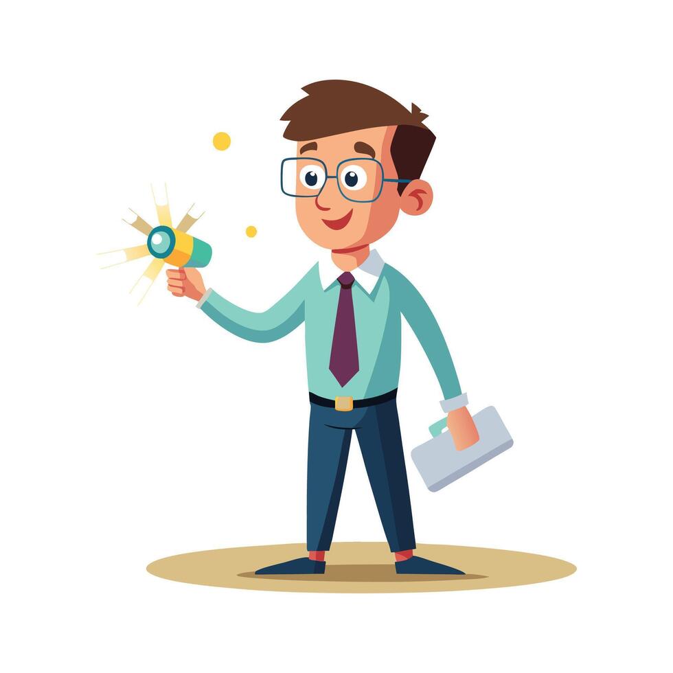 Dynamic Educator Using Flashlight in Learning Session vector