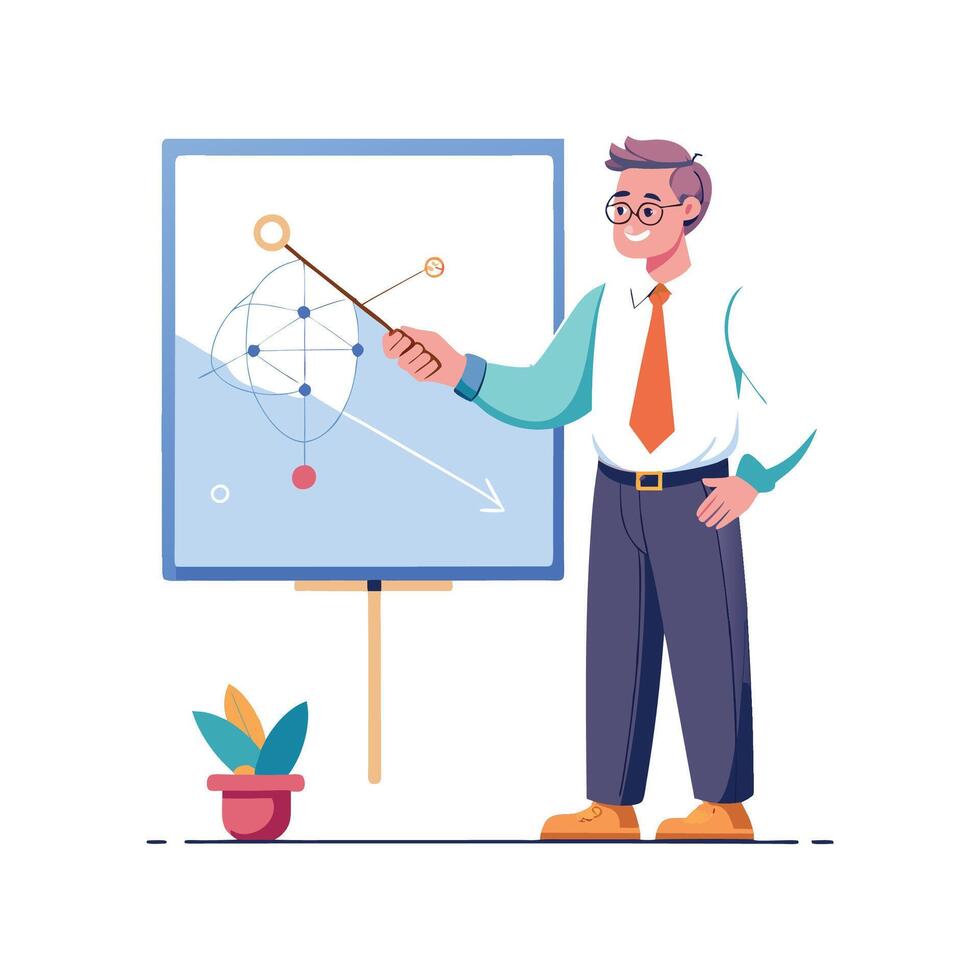 Inspiring Teacher Showcasing Laser Pointer for Teaching vector