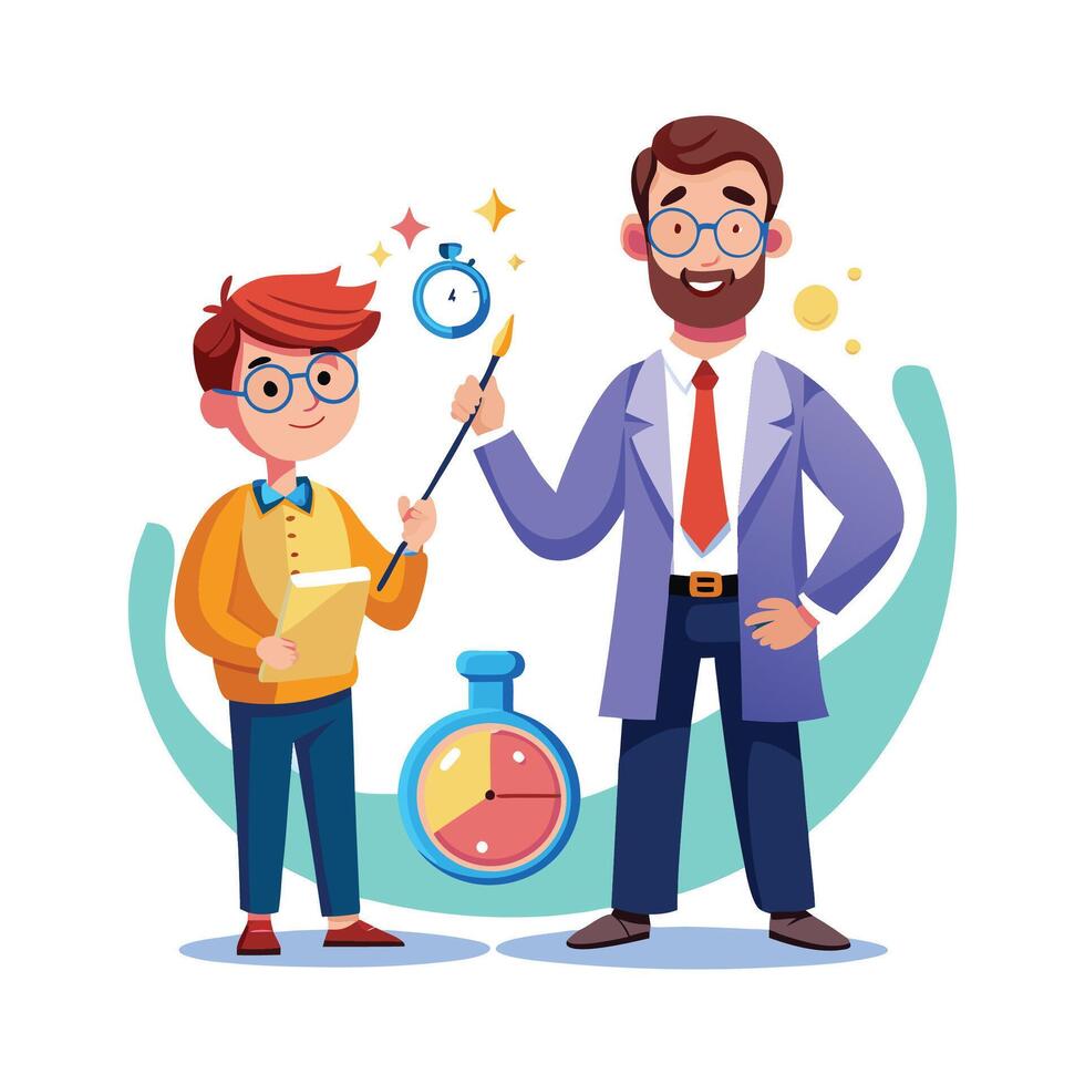 Creative Teacher Presenting Magic Wand for Learning vector