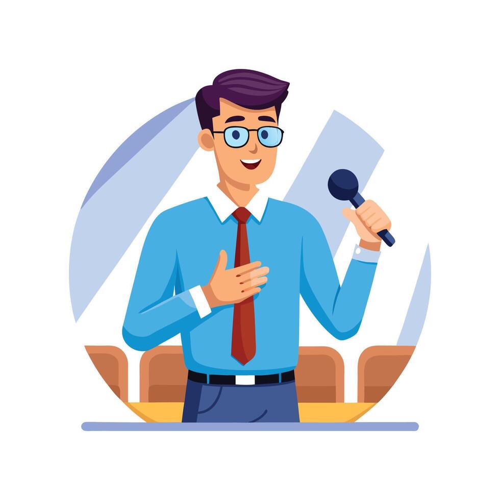 Dynamic Educator Showcasing Microphone for Learning vector