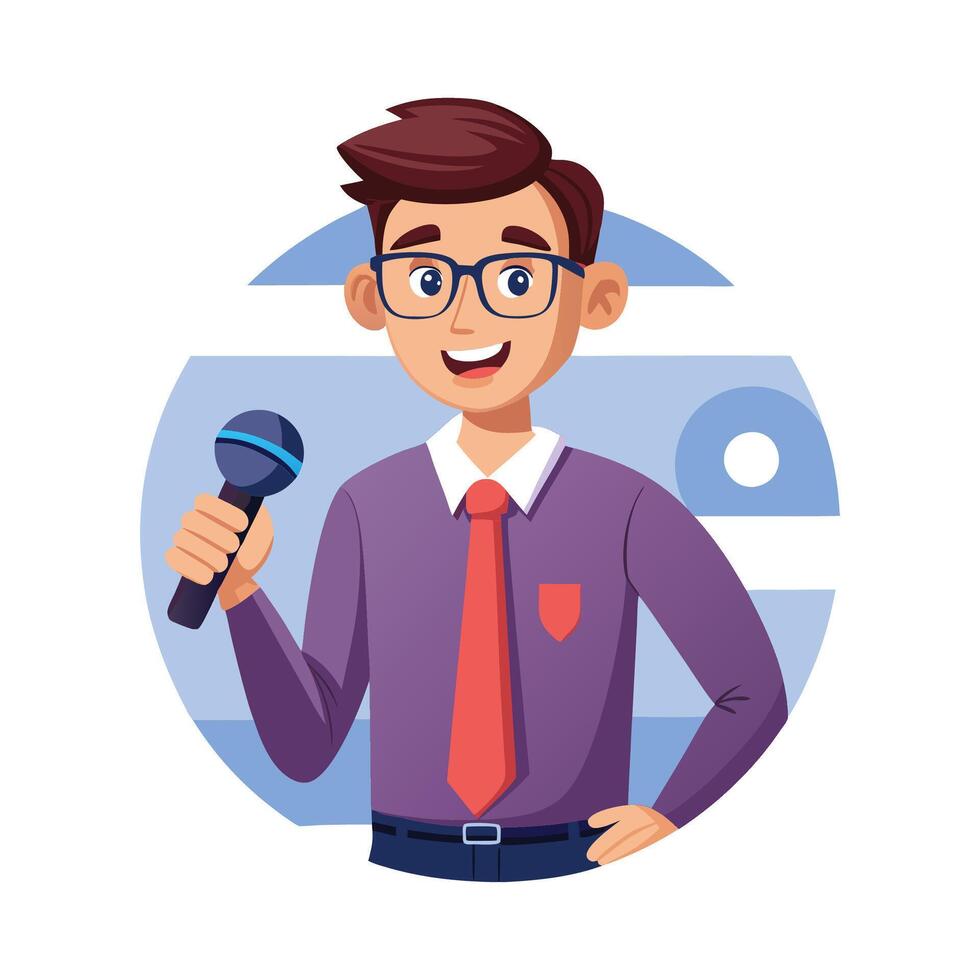 Inspiring Educator Presenting Microphone for Hosting vector