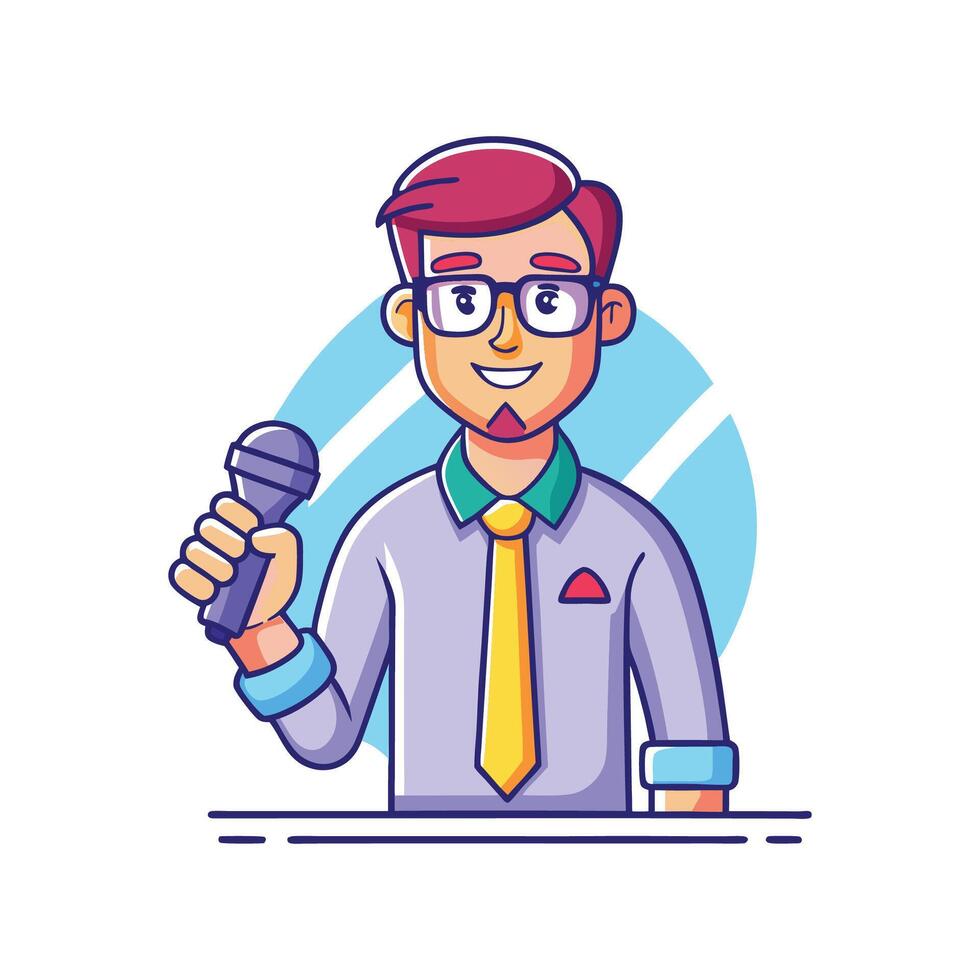 Creative Teacher Showcasing Microphone for Hosting Events vector