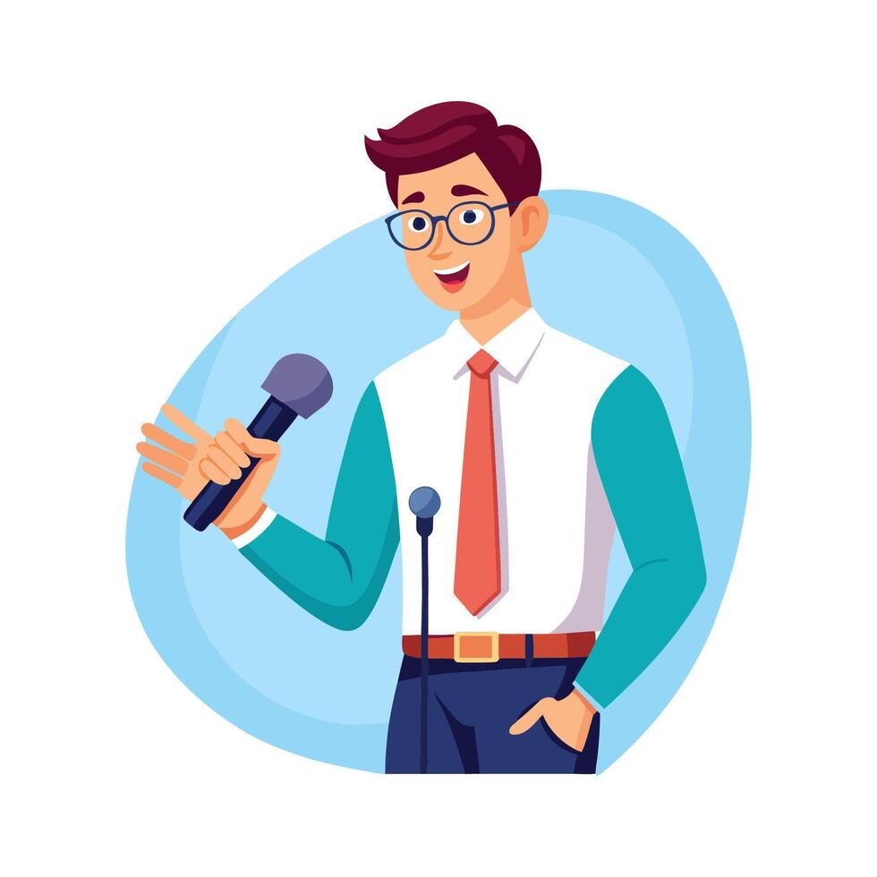 Creative Educator Highlighting Microphone for Presenting vector