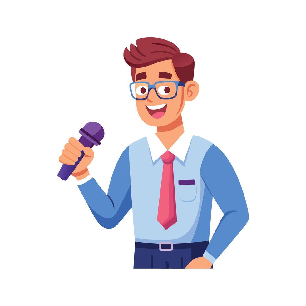 Creative Educator Utilizing Microphone for Teaching vector