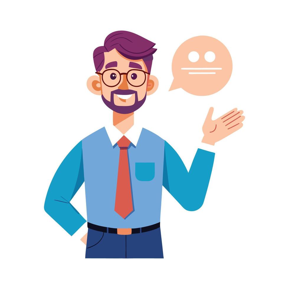 Male Teacher Using Open Palm to Ask Questions vector