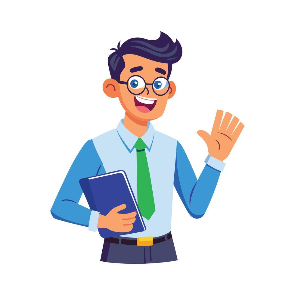 Dynamic Educator Using Notebook for Idea Sharing vector