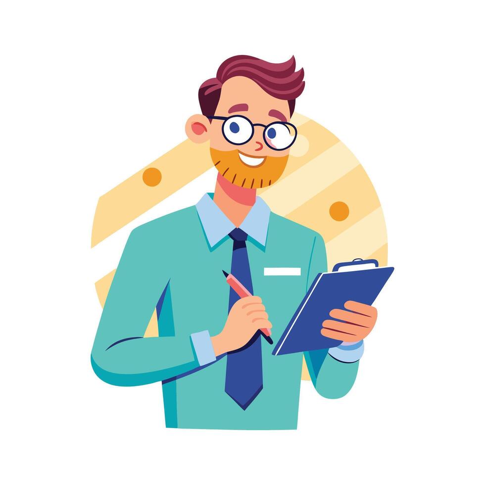 Teacher Using Notebook for Creative Teaching vector