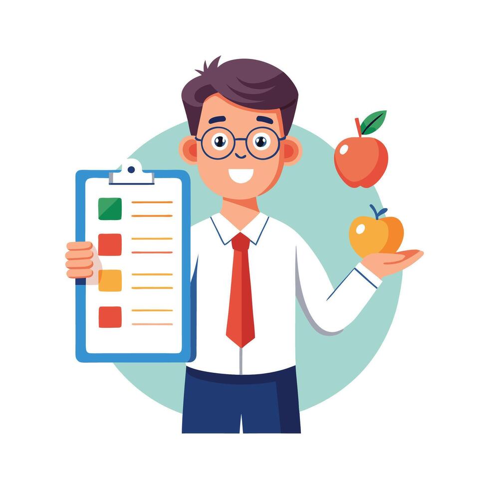 Creative Educator Highlighting Nutrition Chart for Education vector
