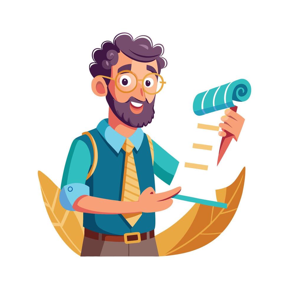 Dynamic Educator Using Paper Scroll in Class vector