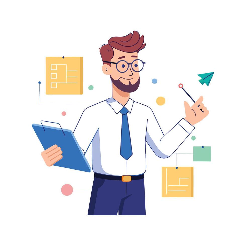 Teacher Using Paper for Explaining Concepts vector