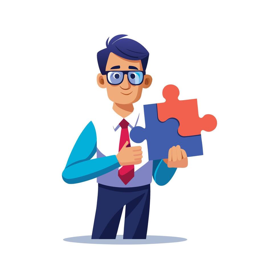 Creative Educator Highlighting Puzzle Piece for Teaching vector