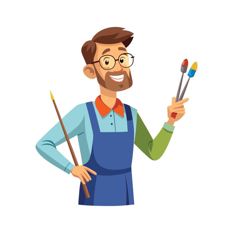 Creative Educator Highlighting Paintbrushes for Teaching vector