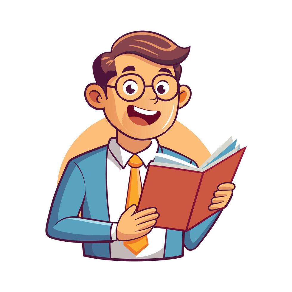 Instructor Using Storybook to Inspire Students vector