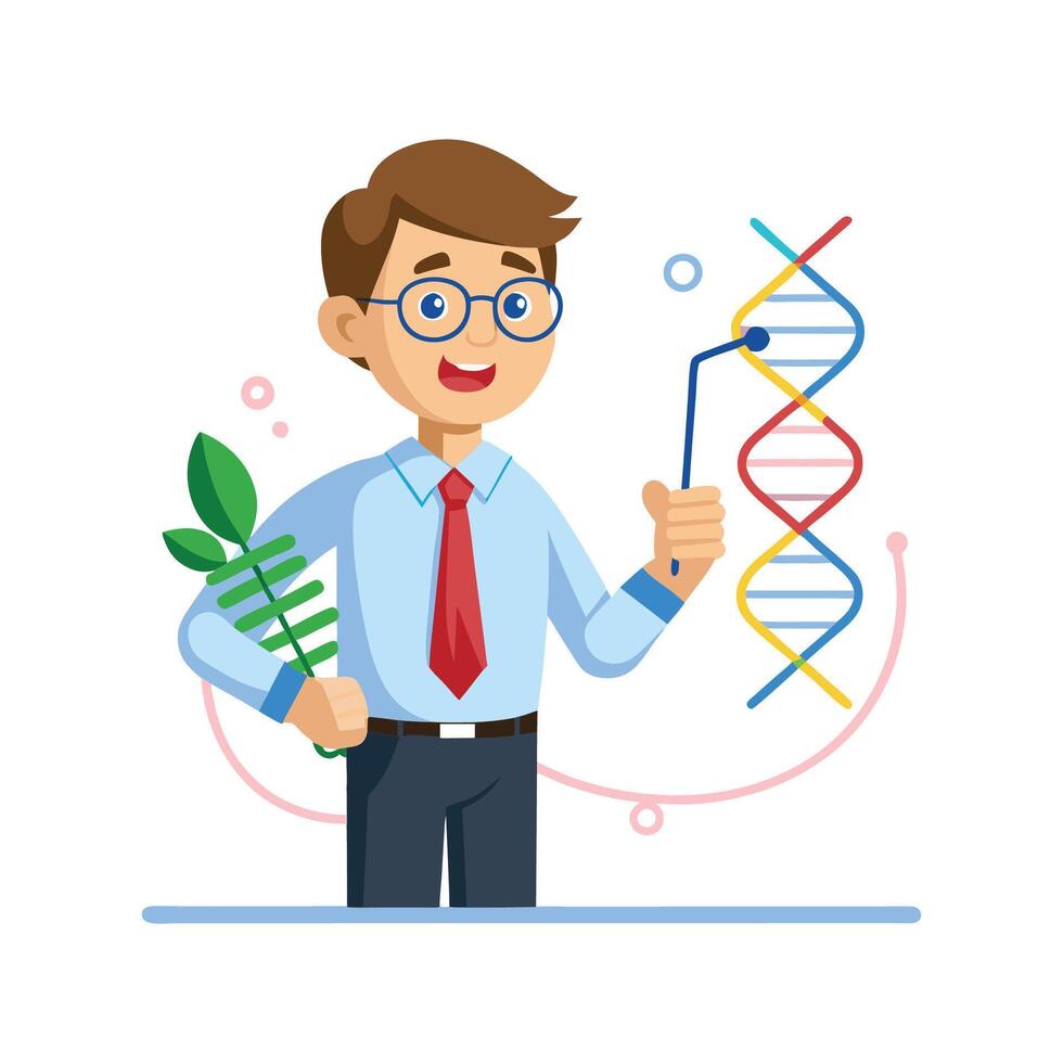 Instructor Using DNA to Explain Genetic Concepts vector