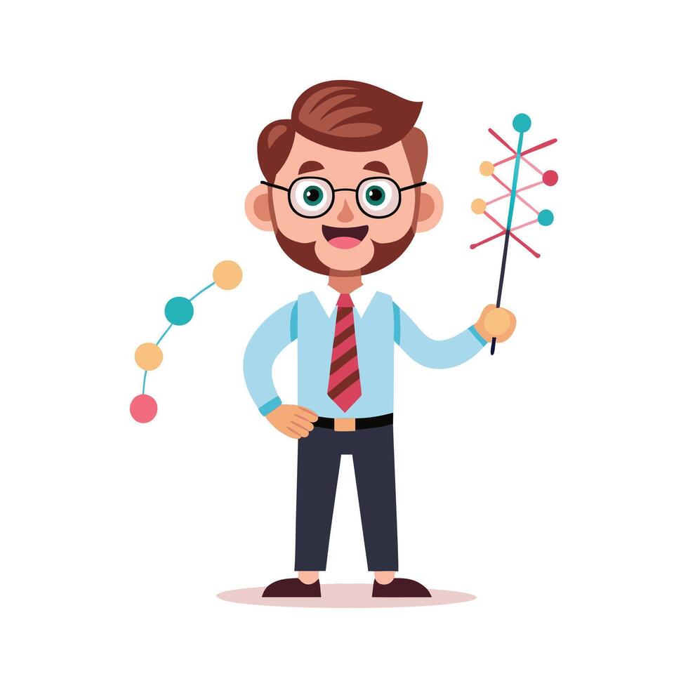 Teacher Demonstrating DNA Structure for Education vector
