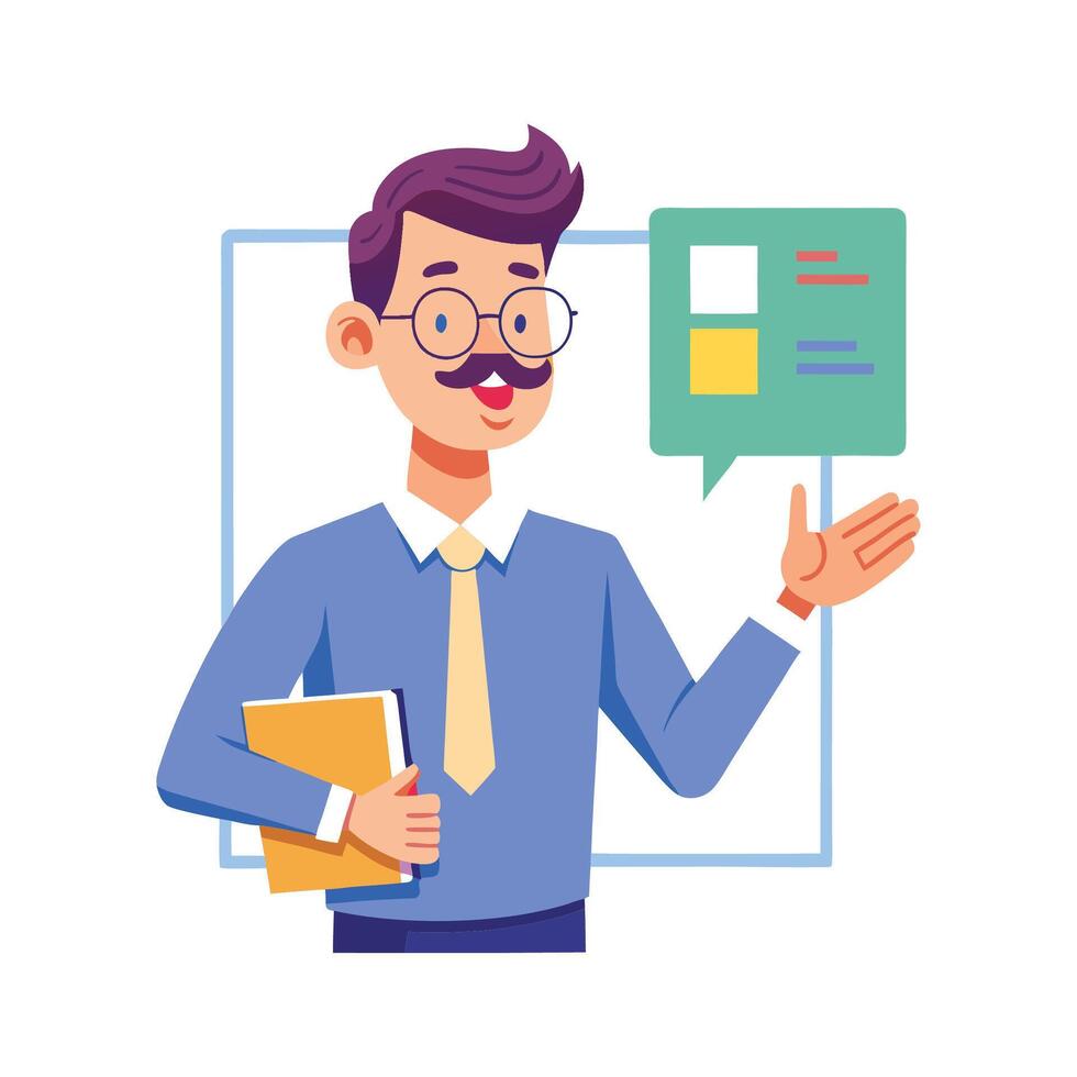 Instructor Enhancing Lessons with Teaching Aids vector