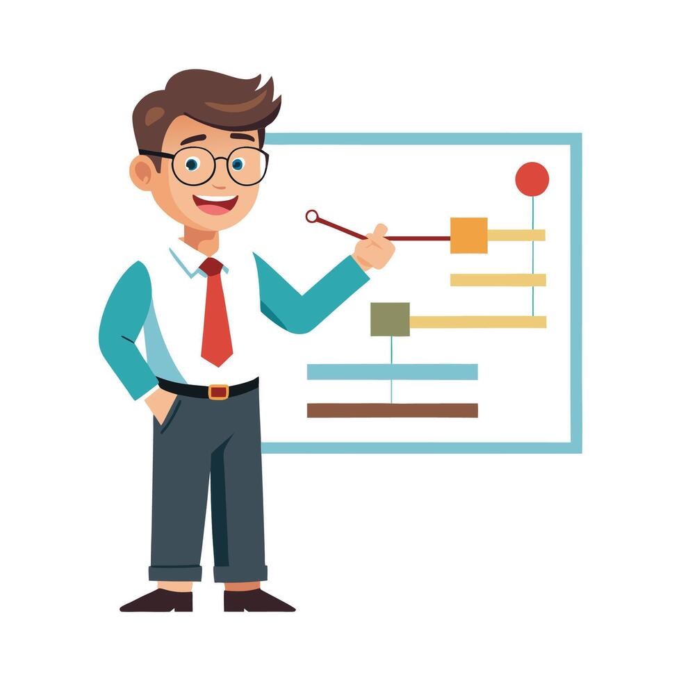 Teacher with Timeline Chart During Class vector