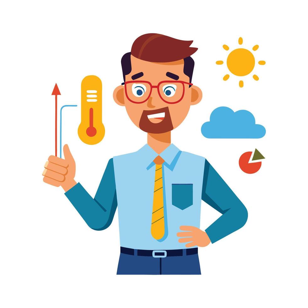 Educator Using Thermometer in Science Lessons vector